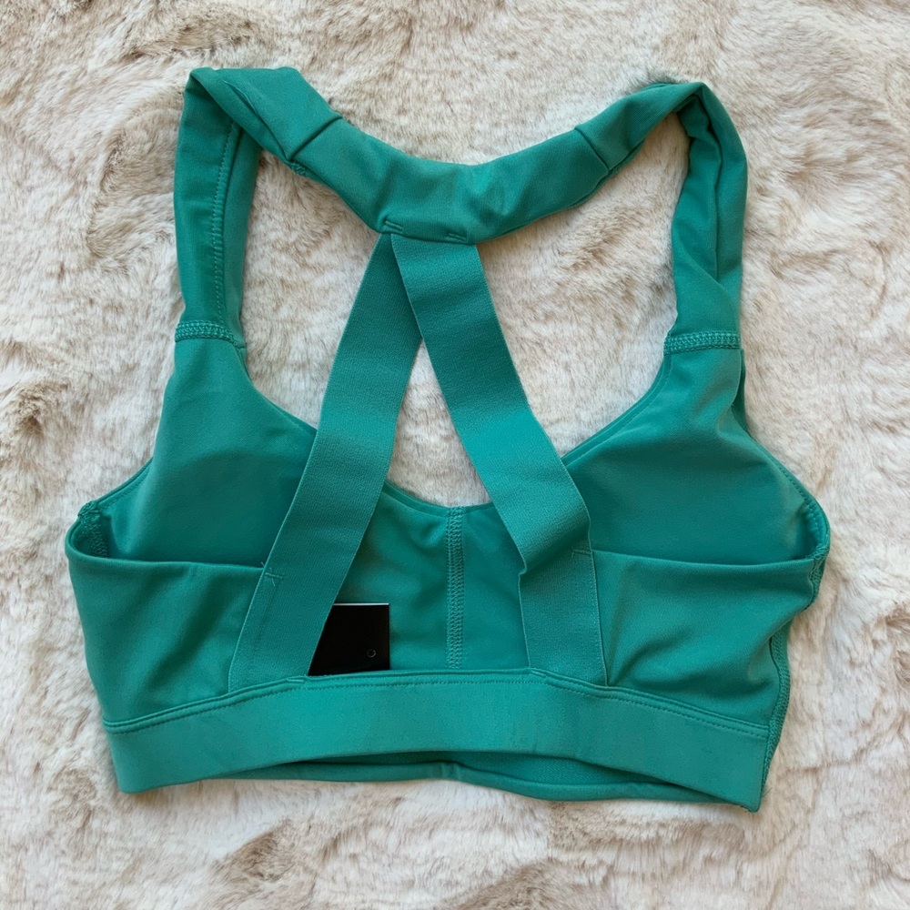 adidas Teal Sports Bra with White Logo - Picture 3 of 4